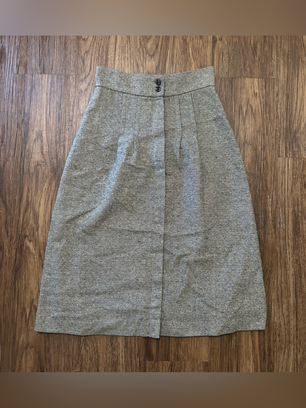 Vintage Beograd Yugoslavia Gray Wool Blend Tweed Midi Skirt S